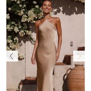 Beige Halter Maxi Dress